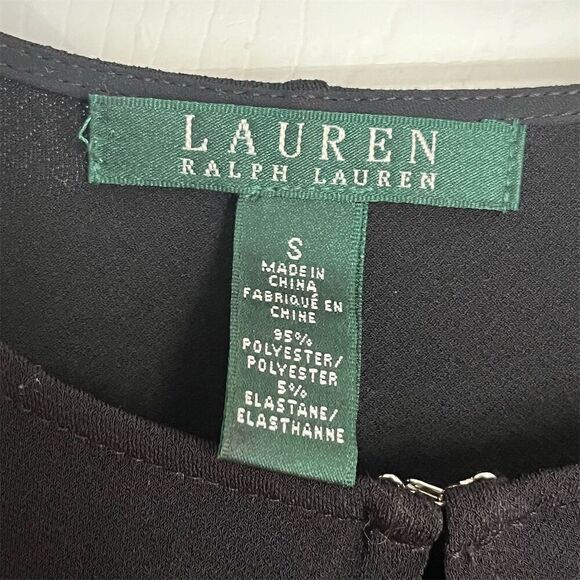 Lauren Ralph Lauren Women's Black Keyhole Peplum Blouse Size S - Picture 3 of 6